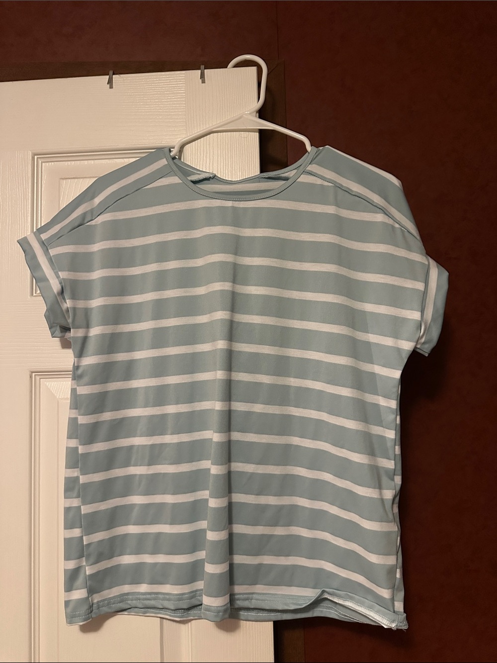 Sage green  and White Striped Short Sleeve Tee